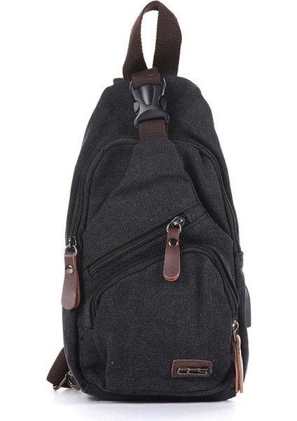 Kanvas Kumaş Omuz Askılı Çapraz Çanta - Siyah, Şık ve Hafif Tasarım