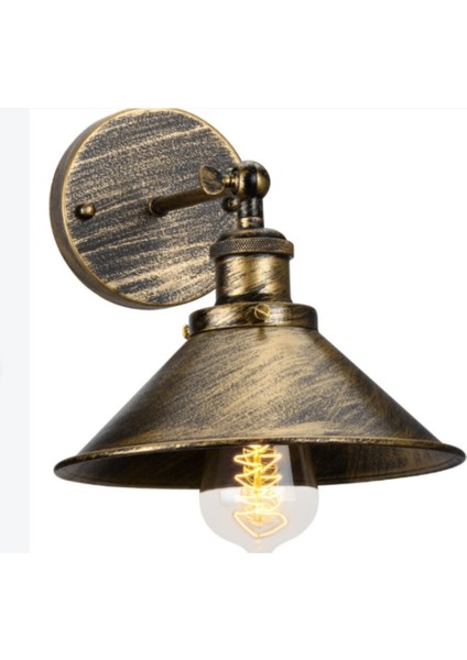 Retro1,rustik,vintage1 Fırçalı Matt Sarı 1XE27 Hareketli Başlık Metal Duvar Aplik ÇAP:23CM