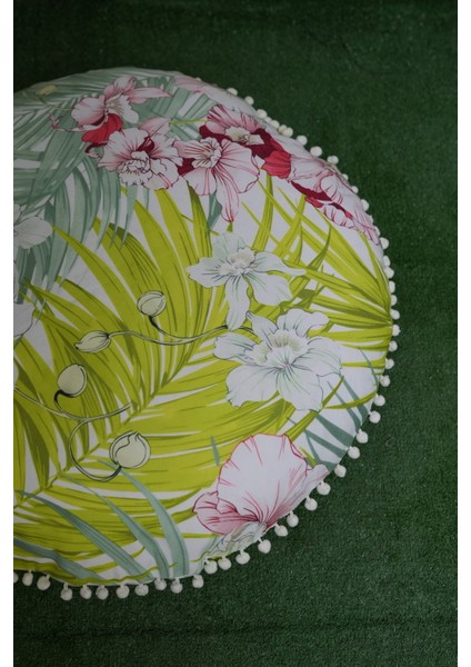 Çiçek Desenli 3 - Yıkanabilir Kılıflı Yer Minderi – Çift Taraflı Ponponlu - Koltuk Yastığı, Meditasyon Yastığı, Oturma Odası Veya Balkon fiyatları