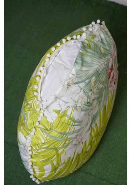 Çiçek Desenli 3 - Yıkanabilir Kılıflı Yer Minderi – Çift Taraflı Ponponlu - Koltuk Yastığı, Meditasyon Yastığı, Oturma Odası Veya Balkon fırsatları