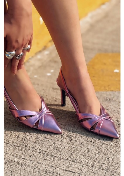 Peraps Parlak Deri Yüksek Topuklu Stiletto Pembe fiyatları