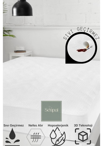 Senpai Home 3d-Fitted Dört Mevsim Anti-Alerjen Sıvı Geçirmez Kabartmalı Yumuşak Yüzeyli Alez 90x190 cm fiyatları