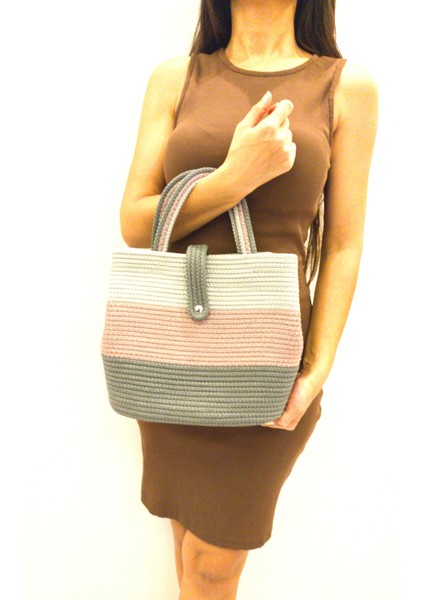 Tasarım Çıkarılabilir Askılı Kadın Kol ve Omuz Çantası Yıkanabilir Kordon Ip Çanta fiyatları