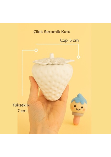Boyanabilir Çilek Seramik Kutu | Çocuk Atölyesi Için El Yapımı Beton Tozu Obje