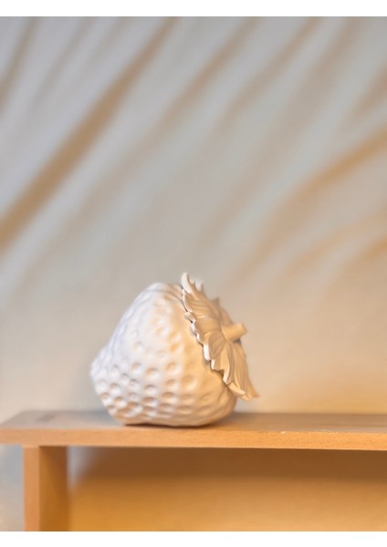 Boyanabilir Çilek Seramik Kutu | Çocuk Atölyesi Için El Yapımı Beton Tozu Obje