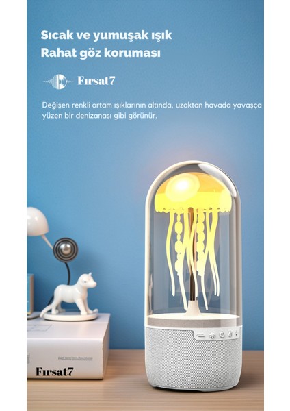 Denizanası Hareketli Gece Lambası LED ve Bluetooth Hoparlör Ev Ofis Sevgiliye Hediye Gece Lambası