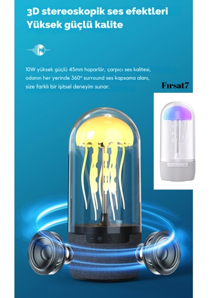 Denizanası Hareketli Gece Lambası LED ve Bluetooth Hoparlör Ev Ofis Sevgiliye Hediye Gece Lambası