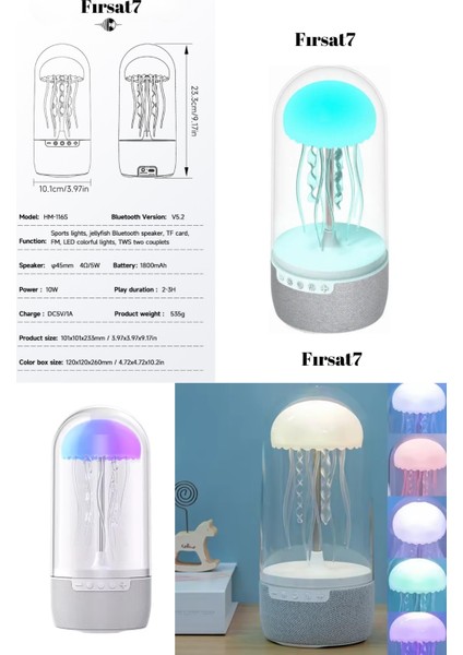 Denizanası Hareketli Gece Lambası LED ve Bluetooth Hoparlör Ev Ofis Sevgiliye Hediye Gece Lambası