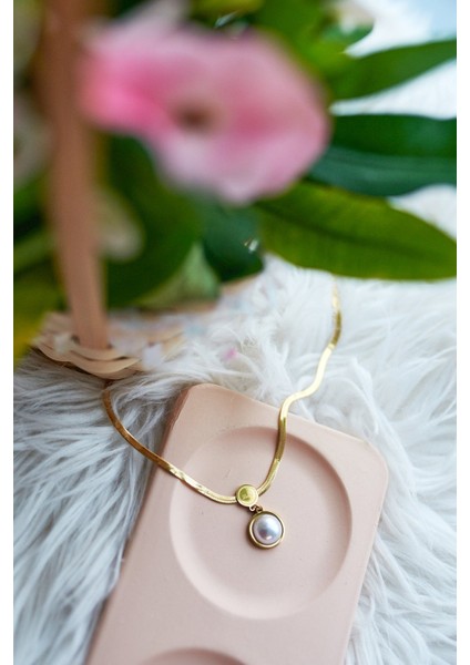 İtalyan Zincir Küçük İncili Çelik Kolye fiyatları