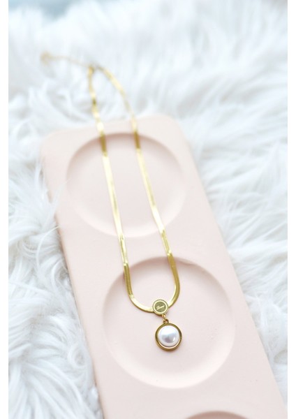 İtalyan Zincir Küçük İncili Çelik Kolye modelleri