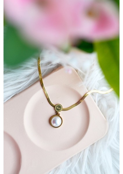 İtalyan Zincir Küçük İncili Çelik Kolye fırsatları