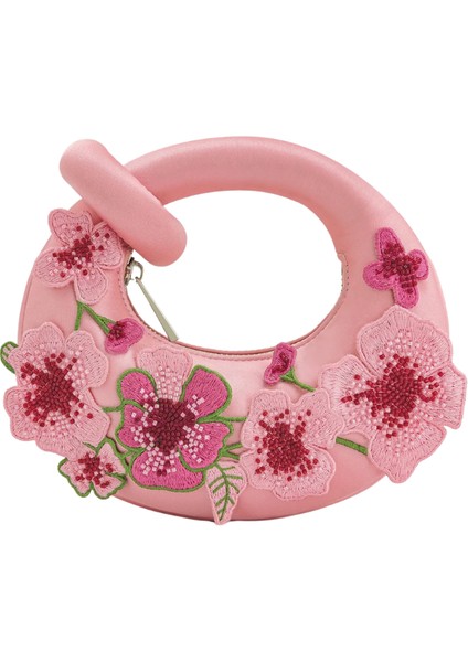 Jw Peı Pembe Abaküs Işlemeli Çiçekli Mini Üst Saplı Çanta