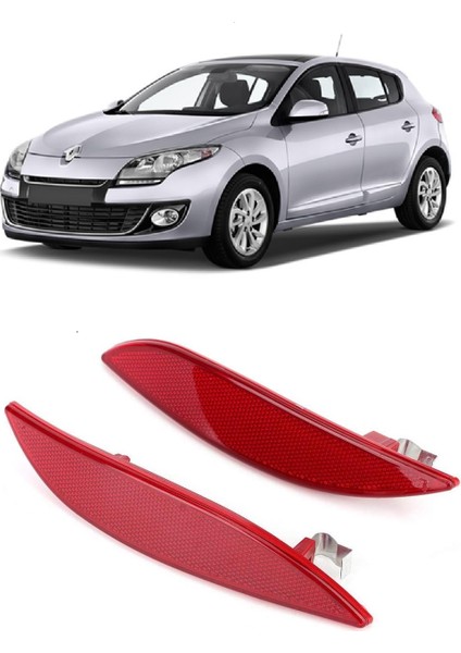 Renault Megane 3 2009-2016 Sağ + Sol Takım 2 Adet Arka Tampon Alt Köşe Reflektörü Kedi Gözü