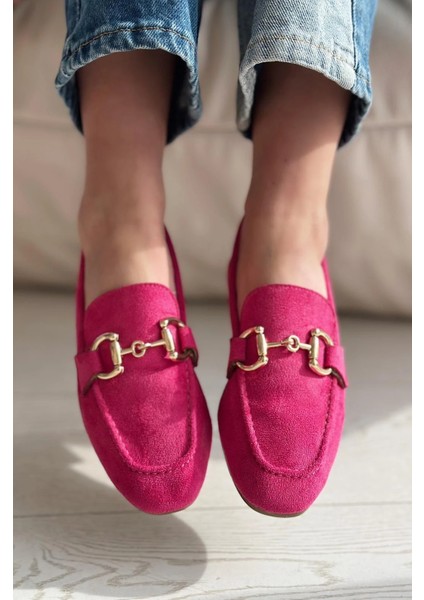 Lofin Süet Toka Detaylı Kadın Loafer Fuşya fiyatları