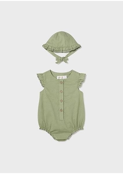 Kız Bebek Yeşil Tulum Şapkalı 01603