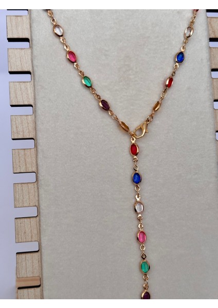 Renkli Zirkon Taşlı Y Kolye