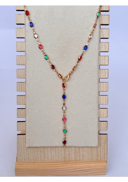 Renkli Zirkon Taşlı Y Kolye fiyatları