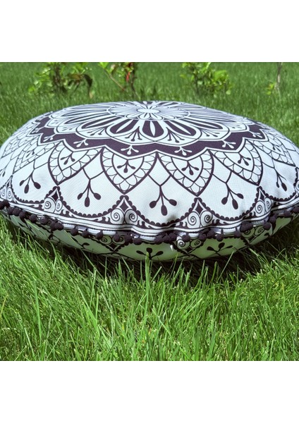 Mandala 3 - Yıkanabilir Kılıflı Yer Minderi – Çift Taraflı Ponponlu - Koltuk Yastığı, Meditasyon Yastığı, Oturma Odası Veya Balkon fiyatları