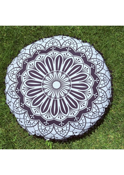 Mandala 3 - Yıkanabilir Kılıflı Yer Minderi – Çift Taraflı Ponponlu - Koltuk Yastığı, Meditasyon Yastığı, Oturma Odası Veya Balkon fırsatları