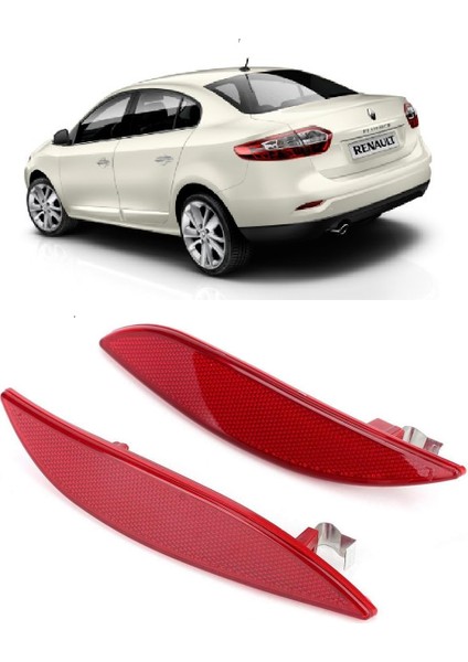 Renault Fluence 2009-2016 Sağ + Sol Takım 2 Adet Arka Tampon Alt Köşe Reflektörü Kedi Gözü