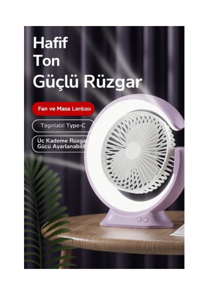 Şarjlı Masa Lambası Mini Fan 2400 Mah – 3 Kademeli Hız, Gece Işığı, Sessiz ve Taşınabilir fiyatları