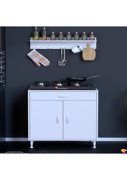 DOQU (XXL) Set Ocak Altı Dolap 75x88x56 cm, Çekmeceli, Kapaklı, Tüp Bölmeli Ve Baharat Raflı modelleri