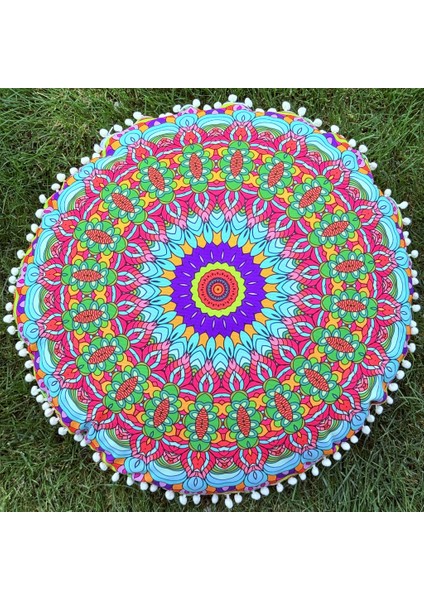 Mandala 4 - Yıkanabilir Kılıflı Yer Minderi – Çift Taraflı Ponponlu - Koltuk Yastığı, Meditasyon Yastığı, Oturma Odası Veya Balkon fiyatları