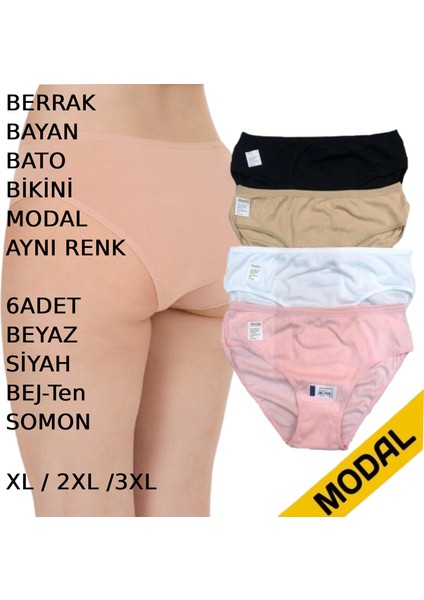Kadın Bato Bikini Külot Modal 6 Adet Beyaz Siyah Bej Somon Renkli fırsatları
