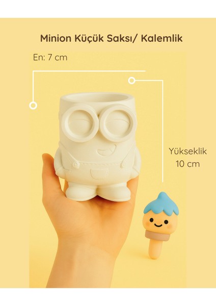 Minion Küçük Saksı & Kalemlik – Boyamaya Hazır Seramik Obje