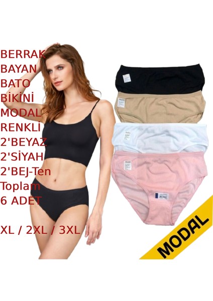 Kadın Bato Bikini Külot Modal 6 Adet Beyaz Siyah Bej Somon Renkli fiyatları