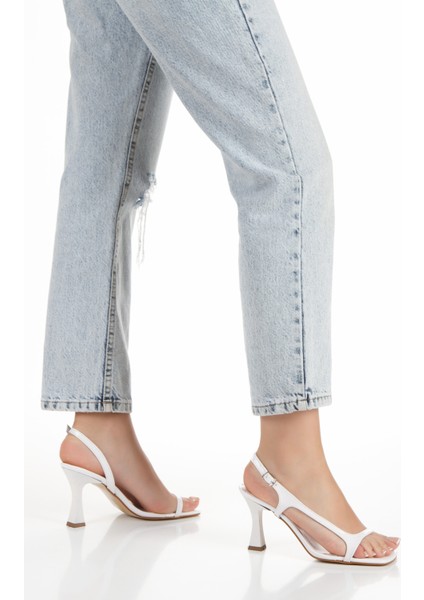 Kadın Bant Detaylı Arkası Açık Yüksek Topuklu Klasik Ayakkabı UN001-0313