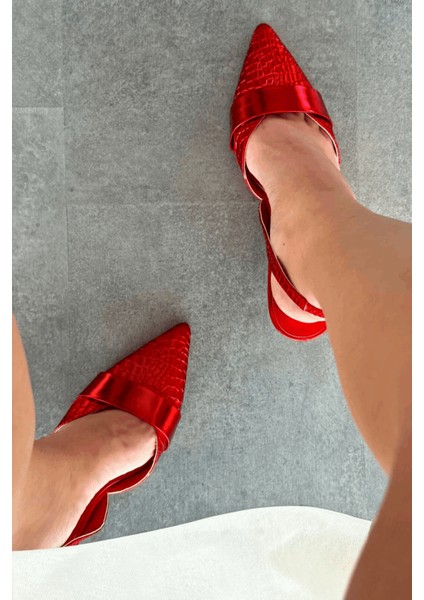 Midans Parlak Deri Kısa Topuklu Stiletto Kırmızı modelleri