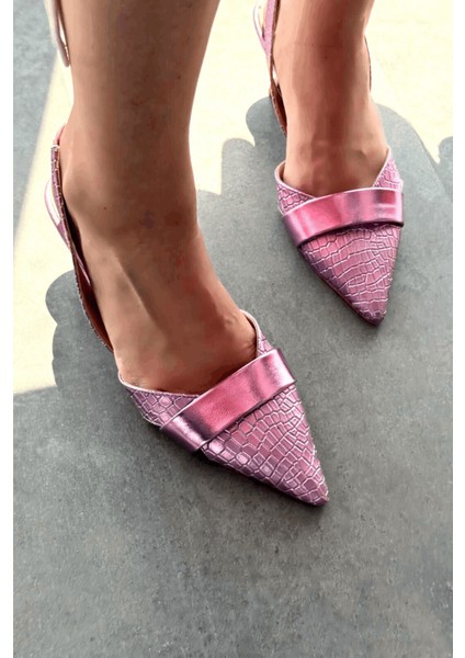 Midans Parlak Deri Kısa Topuklu Stiletto Pembe modelleri