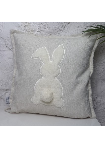 Tavşan Punch Nakışlı Yastık - Yıkanabilir Yastık Kılıfı, Çocuk Odası ve Kreş Dekorasyonu Için Yumuşak Tüylü fırsatları