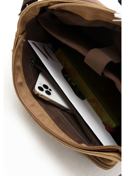 Şık ve Kullanışlı Bej Kanvas Postacı Çantası, Omuz ve Laptop Bölmeli, Günlük Kullanım Için. indirimleri