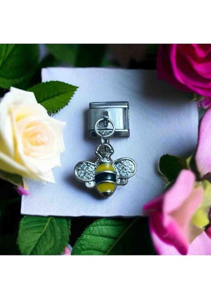 Italyan Arı Detaylı Çelik Charm