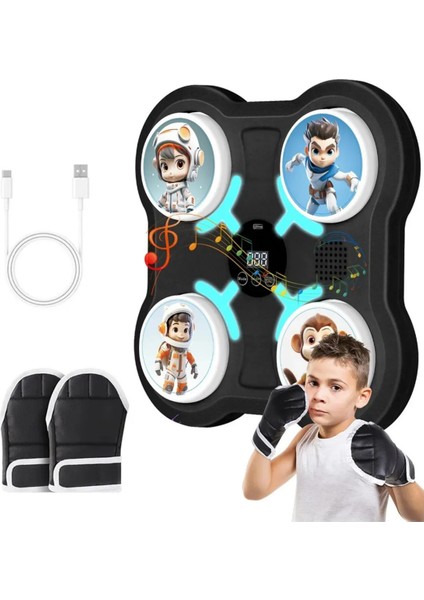 Müzikli Çocuk Box Makinesi USB Şarjlı Duvara Monte Edilebilir Ekranlı Vuruş Hassasiyetli Box Makine