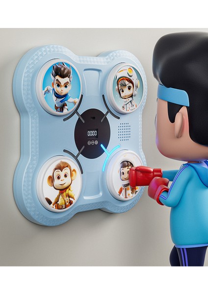Müzikli Çocuk Box Makinesi USB Şarjlı Duvara Monte Edilebilir Ekranlı Vuruş Hassasiyetli Box Makine