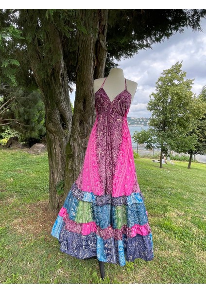 Ipek Kumaş Etnik Maxi Elbise (Sırt Dekolteli) fırsatları