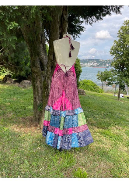 Ipek Kumaş Etnik Maxi Elbise (Sırt Dekolteli) indirimleri