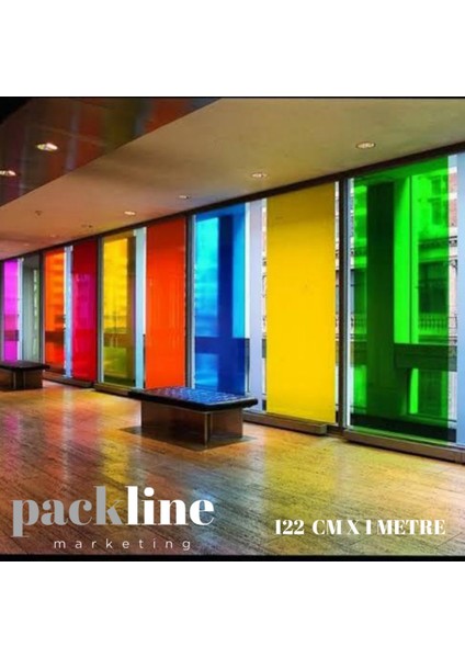 Marketing Transparan Renkli Folyo Yapışkanlı Kırmızı 122CM x 1metre