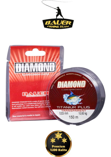 Bauer Diamond Power Titanium Plus Süper Kalite Misina 150 Metre Fluorocarbon