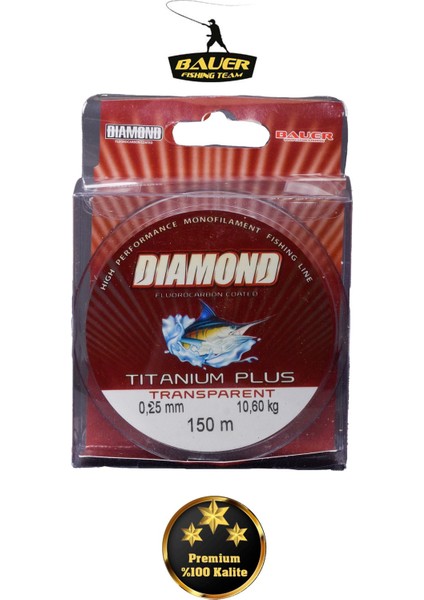 Bauer Diamond Power Titanium Plus Süper Kalite Misina 150 Metre Fluorocarbon fiyatları