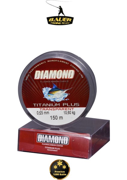 Bauer Diamond Power Titanium Plus Süper Kalite Misina 150 Metre Fluorocarbon modelleri