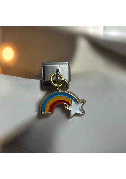 Italyan Gökkuşağı Detaylı Çelik Charm