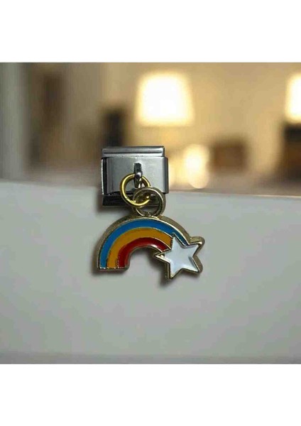 Italyan Gökkuşağı Detaylı Çelik Charm fiyatları