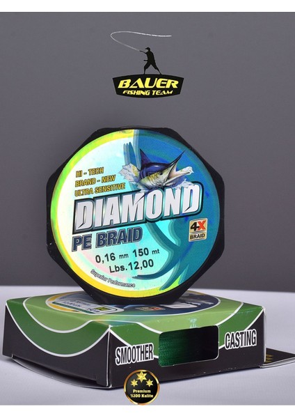 Bauer Dıamond Pe Braid 4x 150 Metre Ip Misina Süper Kaliteli fiyatları