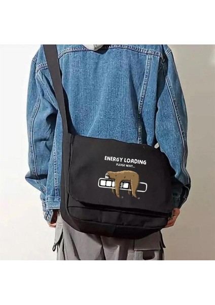 Şık Siyah Unisex Postacı Çantası, Günlük ve Spor Kullanım Için Uygun