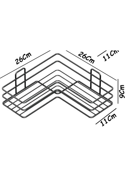 Krom Gümüş Yapışkanlı 2li Banyo Köşeliği Köşe Rafı Duş Şampuanlık Düzenleyici Organizer