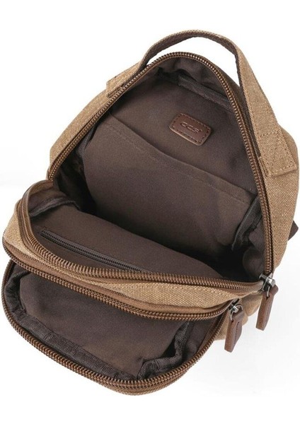 Kanvas Tek Askılı Çapraz Çanta, Şık ve Kullanışlı, Kahverengi Renk Seçeneğiyle.